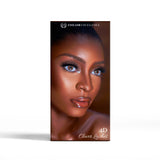 Product packaging for 4D Clover Lashes with a model's face on a white background