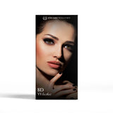Product packaging for 8D YY lashes with a model's face on a white background