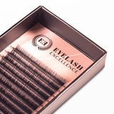 Eyelash box with 'Eyelash Excellence' branding on a white background